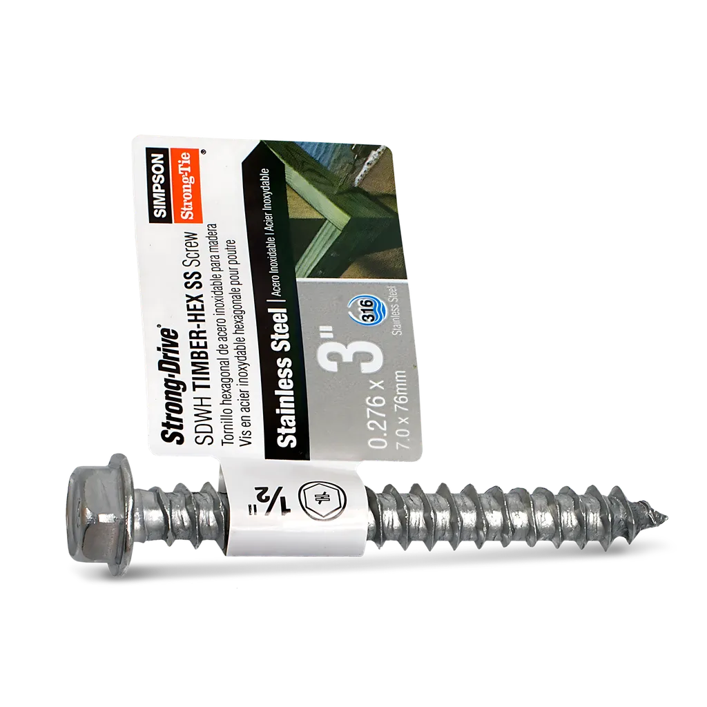 Strong-Drive® Sdwh Timber-Hex Ss Screw - 0.276 In. X 3 In. 1/2 Hex, Type 316 (Pack Of 50)-SDWH27300SS-RP1-SP2659-2908