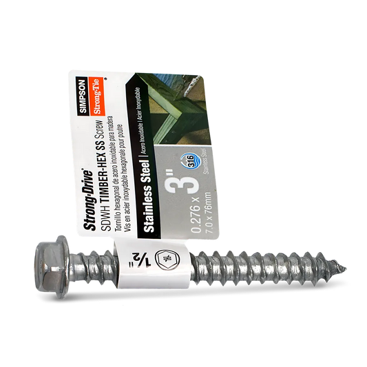 Strong-Drive® Sdwh Timber-Hex Ss Screw - 0.276 In. X 3 In. 1/2 Hex, Type 316 (Pack Of 50)-SDWH27300SS-RP1-SP2659-2908
