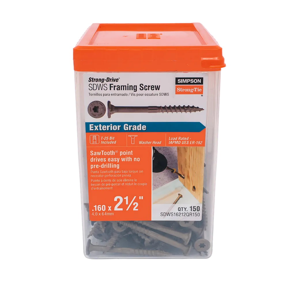 Strong-Drive® Sdws Framing Screw - 0.160 In. X 2-1/2 In. T25, Quik Guard®, Tan (150-Qty)-SDWS16212QR150-SP974-1127