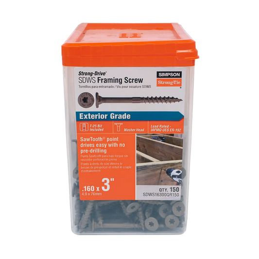 Strong-Drive® Sdws Framing Screw - 0.160 In. X 3 In. T25, Quik Guard®, Tan (150-Qty) (Pack Of 3)-SDWS16300QR150-SP9119-9707