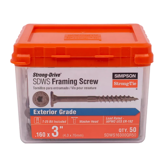 Strong-Drive® Sdws Framing Screw - 0.160 In. X 3 In. T25, Quik Guard®, Tan (50-Qty)-SDWS16300QR50-SP7453-7955