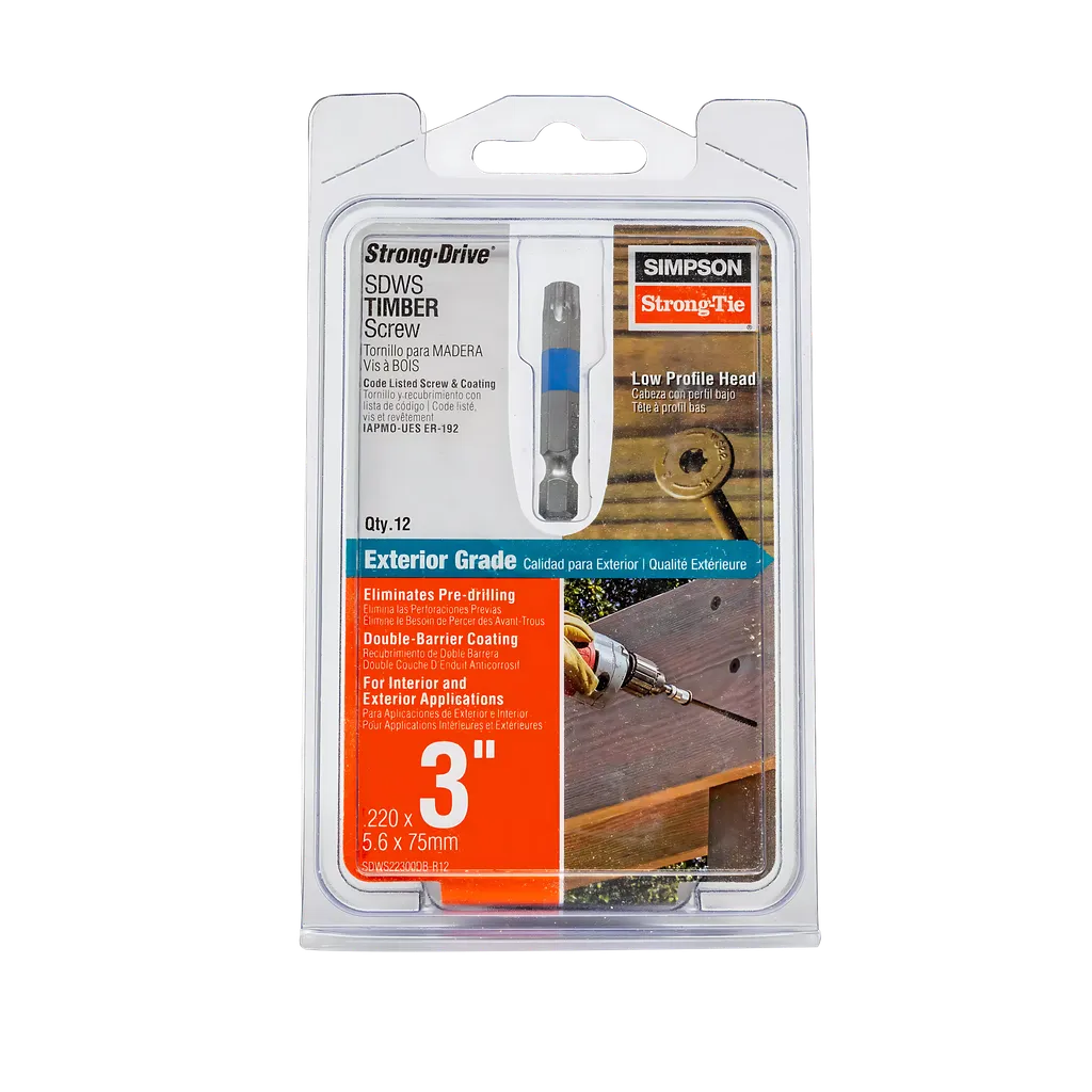 Strong-Drive® Sdws Timber Screw (Exterior Grade) - 0.220 In. X 3 In. T40, Tan (12-Qty) (Pack Of 5)-SDWS22300DB-R12-SP5165-5542