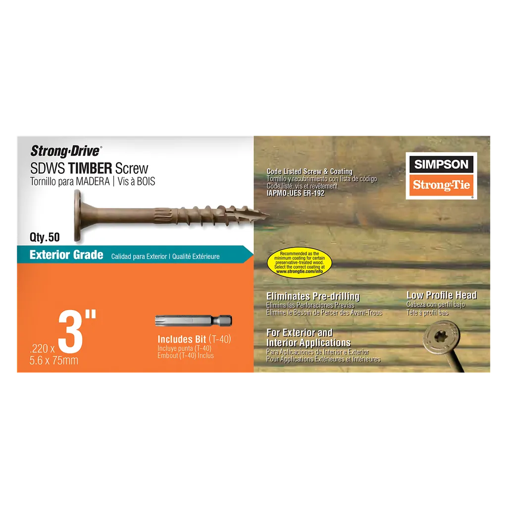 Strong-Drive® Sdws Timber Screw (Exterior Grade) - 0.220 In. X 3 In. T40 (50-Qty)-SDWS22300DB-R50-SP3967-4283