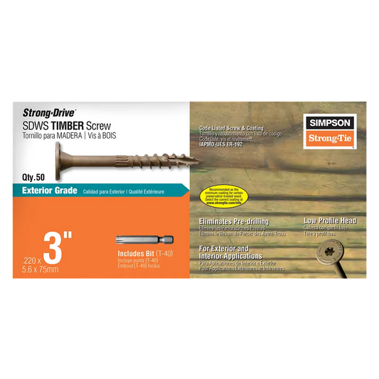Strong-Drive® Sdws Timber Screw (Exterior Grade) - 0.220 In. X 3 In. T40 (50-Qty) (Pack Of 6)-SDWS22300DB-R50-SP6239-6678