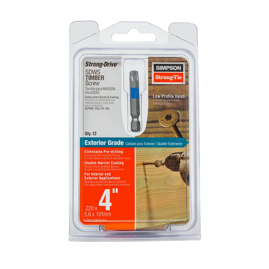 Strong-Drive® Sdws Timber Screw (Exterior Grade) - 0.220 In. X 4 In. T40, Tan (12-Qty)-SDWS22400DB-R12-SP1219-1381
