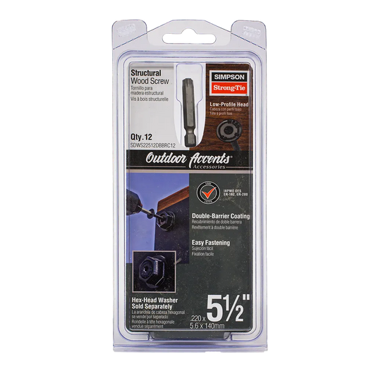 Outdoor Accents® Structural Wood Screw - .220 In. X 5-1/2 In. Db Coating, Black (12-Qty)-SDWS22512DBBRC12-SP8053-8586