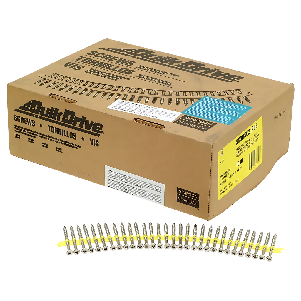 Bugle-Head Wood Screw (Collated) - #10 X 2-1/2 In. #3 Square Drive, Type 305 (1500-Qty)-SS3DSC212BS-SP8263-8810