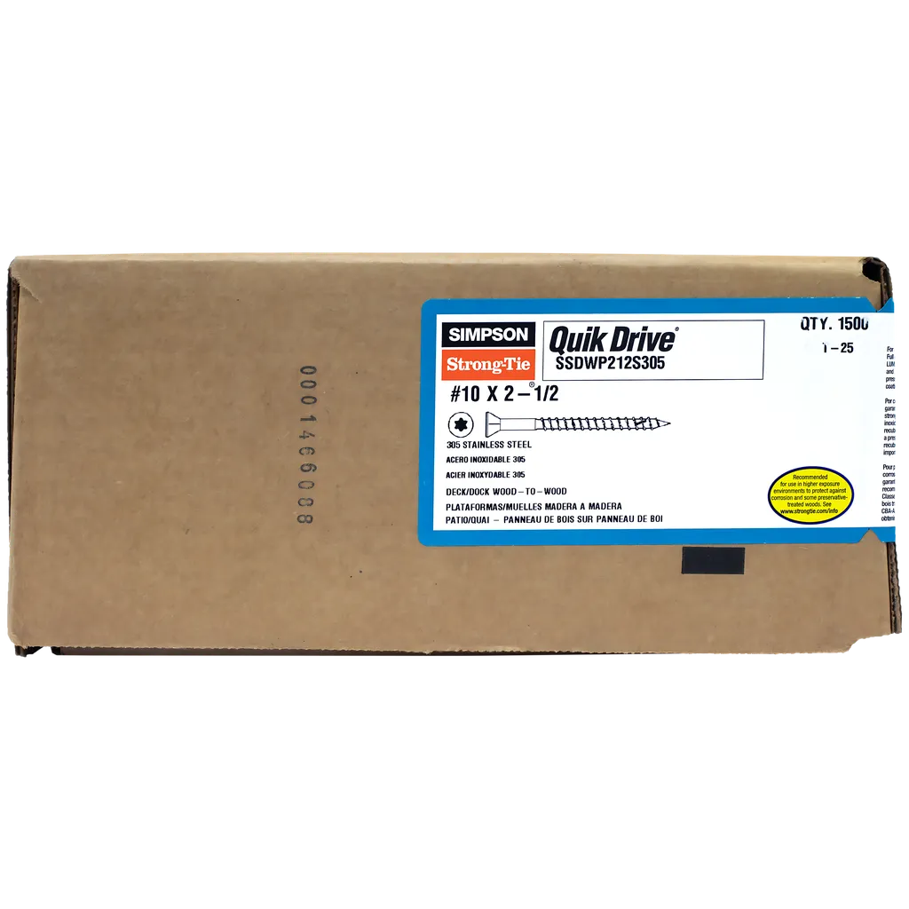 Deck-Drive Dwp Wood Ss Screw (Collated) - #10 X 2-1/2 In. T25 6-Lobe Type 305 (1500-Qty)-SSDWP212S305-SP7140-7631