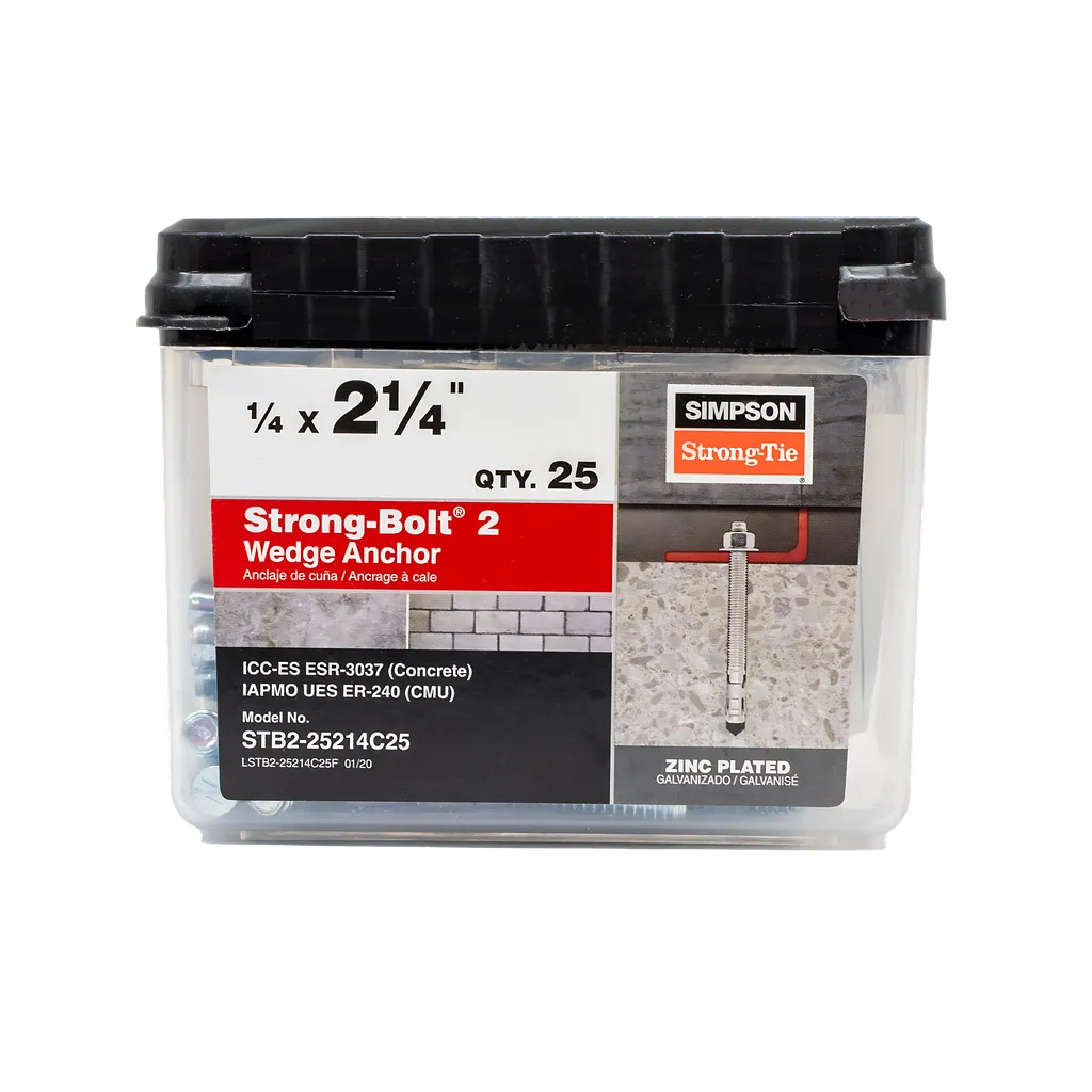 Strong-Bolt® 2 - 1/4 In. X 2-1/4 In. Wedge Anchor (100-Qty) (Pack Of 500)-STB2-25214-SP4038-4357