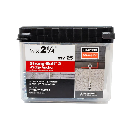 Strong-Bolt® 2 - 1/4 In. X 2-1/4 In. Wedge Anchor (100-Qty)-STB2-25214-SP5958-6383