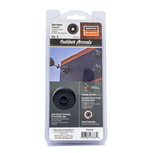 Outdoor Accents® Black Hex-Head Washer (8-Qty) (Pack Of 10)-STN22-R8-SP8068-8601
