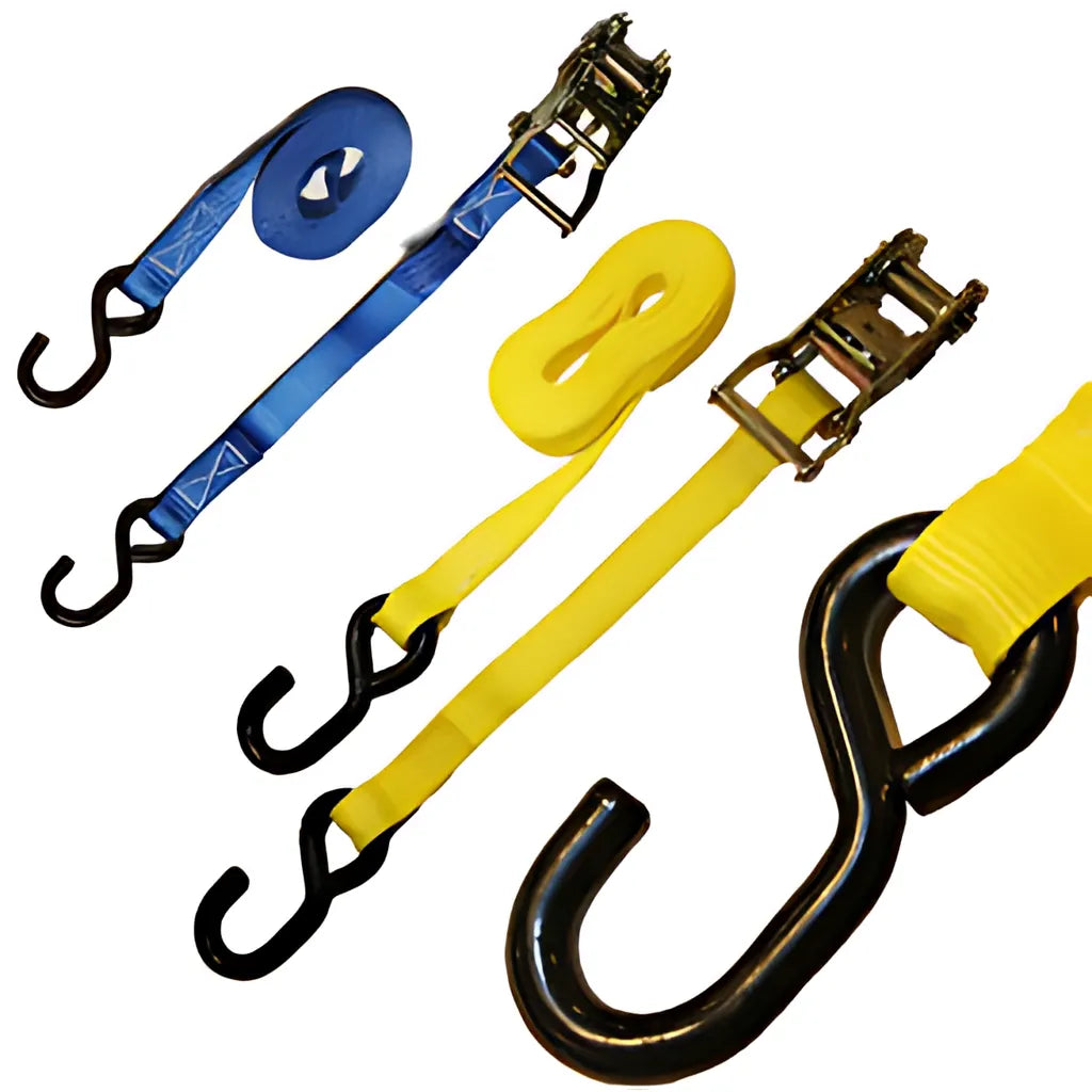 Ft Yellow Cargo Control Strap With Black Vinyl S-Hook-STRAP1X15-668