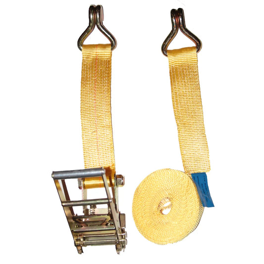 Ft Yellow Cargo Control Strap With Double J-Hook And Long/Wide Handle Ratchet-STRAP2X15RJH-678