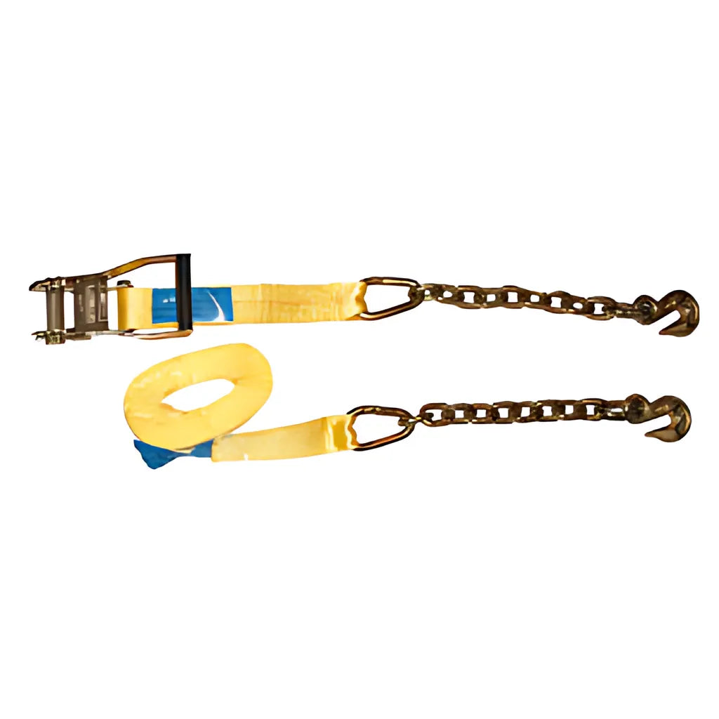 Ft Yellow Cargo Control Strap With Chain Grabs And Long/Wide Handle Ratchet-STRAP2X27RCG-681