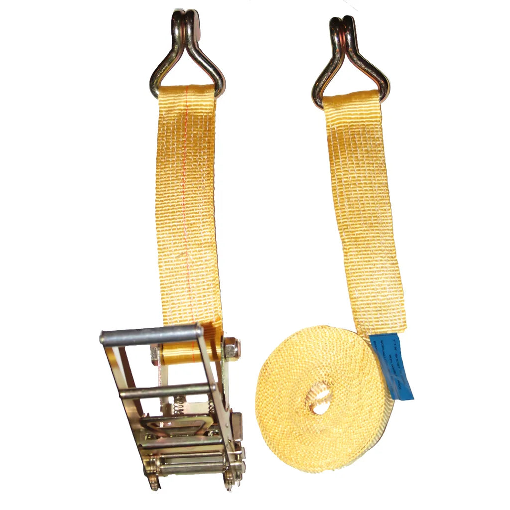 Ft Yellow Cargo Control Strap With Double J-Hooks And Long/Wide Handle Ratchet-STRAP2X27RJH-680