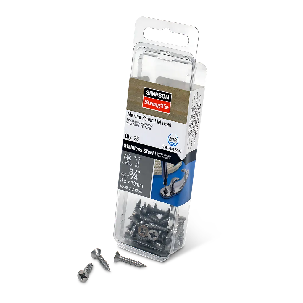 Marine Screw, Flat Head - #6 X 3/4 In. #2 Phillips Drive, Type 316 (25-Qty)-T06J075FX-RP25-SP6208-6645