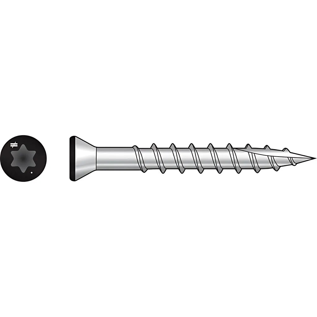 Trim-Head Screw, 6-Lobe Drive - #7 X 1-5/8 In. T-15 Type 316, Black (20-Qty)-T07162FT20BK-SP8080-8613