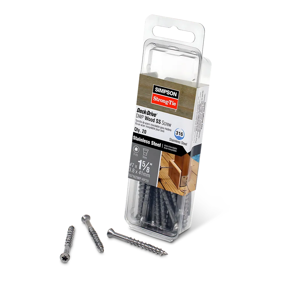 Deck-Drive Dwp Wood Ss Screw - #7 X 1-5/8 In. T-15, Trim Head, Type 316 (20-Qty) (Pack Of 5)-T07162WP-RP20-SP3502-3789