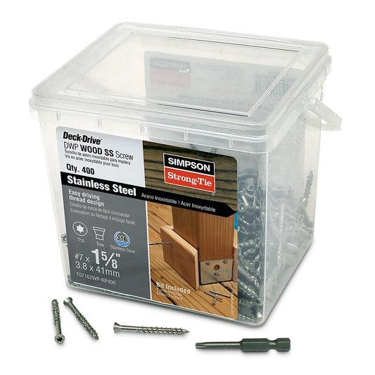 Deck-Drive Dwp Wood Ss Screw - #7 X 1-5/8 In. T-15, Trim Head, Type 316 (400-Qty) (Pack Of 4)-T07162WP-RP400-SP6524-6975