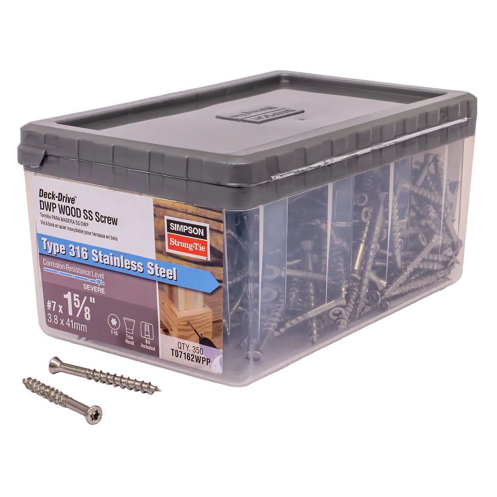 Deck-Drive Dwp Wood Ss Screw - #7 X 1-5/8 In. T-15, Trim Head, Type 316 (350-Qty)-T07162WPP-SP356-469
