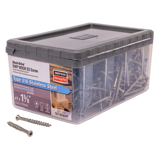 Deck-Drive Dwp Wood Ss Screw - #7 X 1-5/8 In. T-15, Trim Head, Type 316 (350-Qty)-T07162WPP-SP356-469