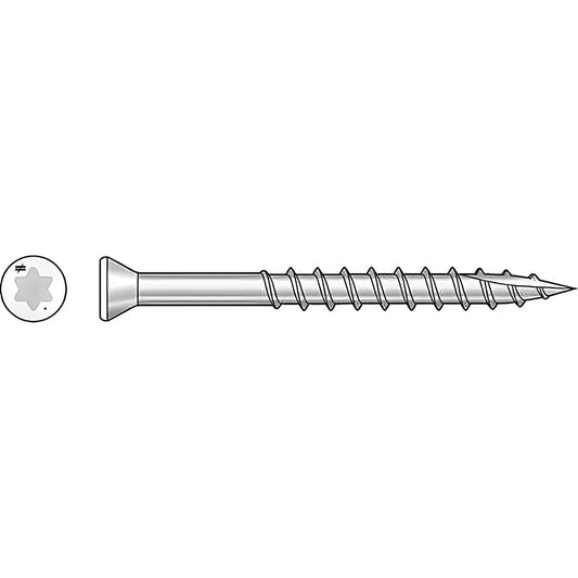 Trim-Head Screw, 6-Lobe Drive - #7 X 2-1/4 In. T-15 Type 316, White 01 (5 Lb.) (Pack Of 6)-T07225FT5WH01-SP7336-7836