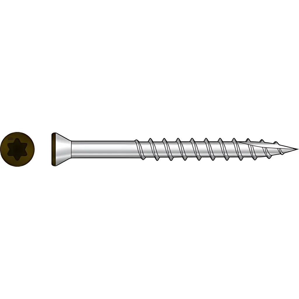 Trim-Head Screw, 6-Lobe Drive - #7 X 2-1/4 In. T-15 Type 316, Brown 01 (70-Qty)-T07225FT70BR01-SP5065-5439