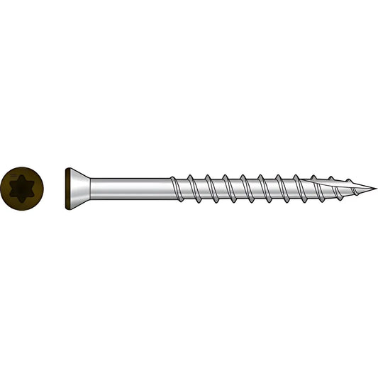 Trim-Head Screw, 6-Lobe Drive - #7 X 2-1/4 In. T-15 Type 316, Brown 01 (70-Qty)-T07225FT70BR01-SP5065-5439