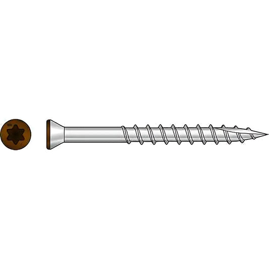 Trim-Head Screw, 6-Lobe Drive - #7 X 2-1/4 In. T-15 Type 316, Tan 01 (70-Qty) (Pack Of 5)-T07225FT70TN01-SP4316-4648