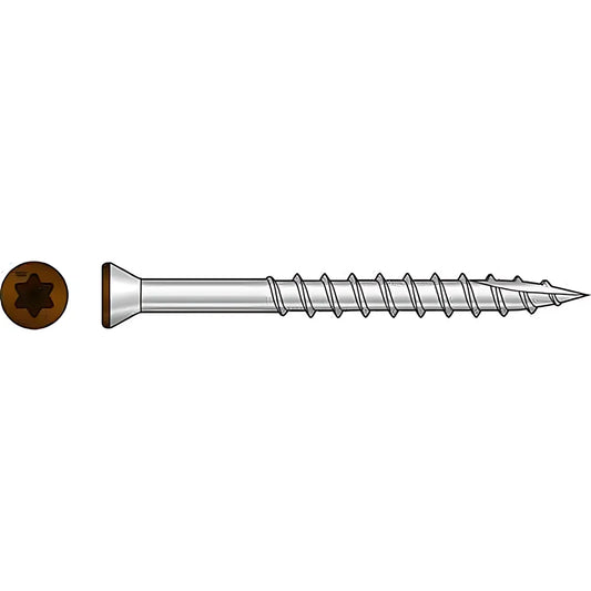 Trim-Head Screw, 6-Lobe Drive - #7 X 2-1/4 In. T-15 Type 316, Tan 01 (350-Qty) (Pack Of 6)-T07225FTPTN01-SP7264-7763