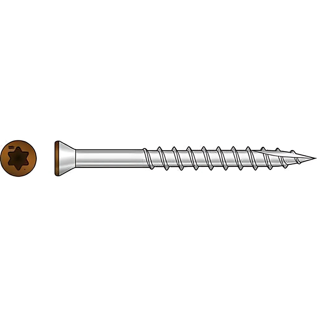 Trim-Head Screw, 6-Lobe Drive - #7 X 2-1/4 In. T-15 Type 316, Tan 04 (350-Qty)-T07225FTPTN04-SP6982-7468