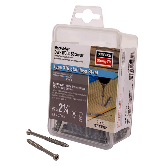 Deck-Drive Dwp Wood Ss Screw - #7 X 2-1/4 In. T-15, Trim Head, Type 316 (86-Qty) (Pack Of 5)-T07225FWP-SP8720-9287