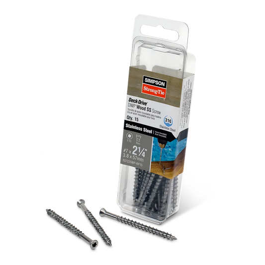 Deck-Drive Dwp Wood Ss Screw - #7 X 2-1/4 In. T-15, Trim Head, Type 316 (15-Qty)-T07225WP-RP15-SP538-664