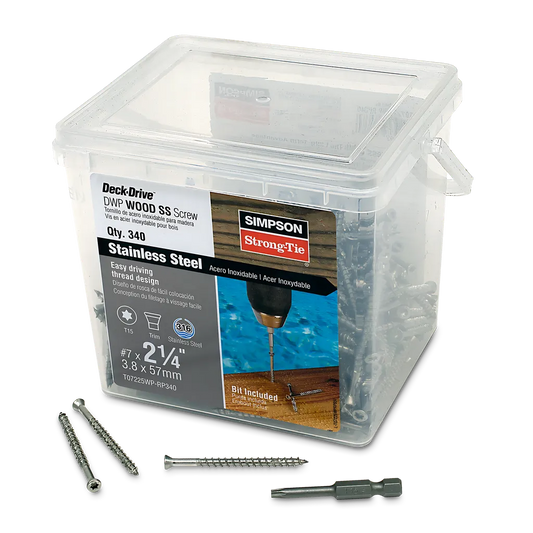 Deck-Drive Dwp Wood Ss Screw - #7 X 2-1/4 In. T-15, Trim Head, Type 316 (340-Qty) (Pack Of 4)-T07225WP-RP340-SP3210-3485