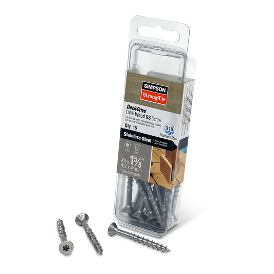 Deck-Drive Dwp Wood Ss Screw - #8 X 1-5/8 In. T20, Flat Head, Type 316 (15-Qty) (Pack Of 5)-T08162WP-RP15-SP2792-3051