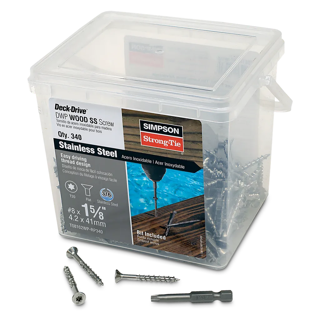 Deck-Drive Dwp Wood Ss Screw - #8 X 1-5/8 In. T20, Flat Head, Type 316 (340-Qty)-T08162WP-RP340-SP8461-9017