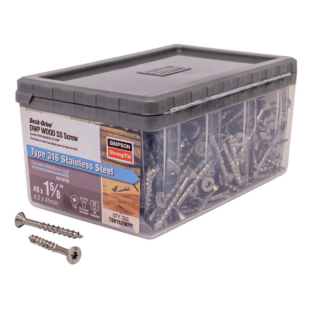 Deck-Drive Dwp Wood Ss Screw - #8 X 1-5/8 In. T20, Flat Head, Type 316 (350-Qty) (Pack Of 6)-T08162WPP-SP148-249