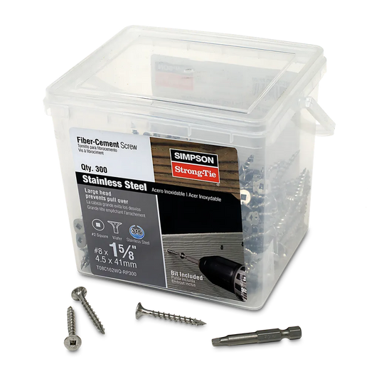 Fiber-Cement Screw - #8 X 1-5/8 In. #2 Square Wafer-Head, Type 316 (300-Qty)-T08C162WQ-RP300-SP6956-7442