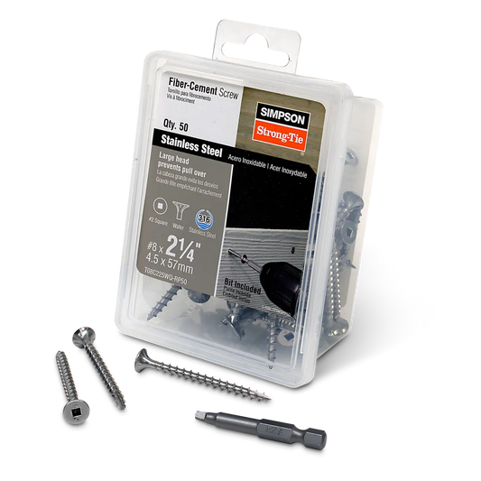 Fiber-Cement Screw - #8 X 2-1/4 In. #2 Square Wafer-Head, Type 316 (50-Qty) (Pack Of 4)-T08C225WQ-RP50-SP7691-8206