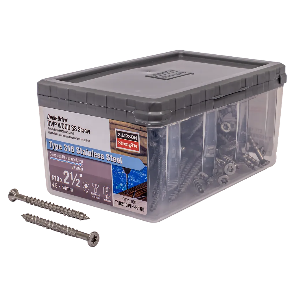 Deck-Drive Dwp Wood Ss Screw - #10 X 2-1/2 In. T25, Flat Head, Type 316 (160-Qty) (Pack Of 6)-T10250WP-R160-SP6401-6846