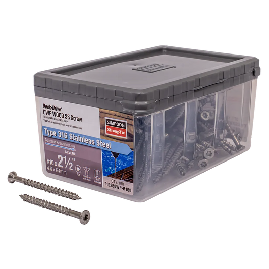 Deck-Drive Dwp Wood Ss Screw - #10 X 2-1/2 In. T25, Flat Head, Type 316 (160-Qty) (Pack Of 6)-T10250WP-R160-SP6401-6846