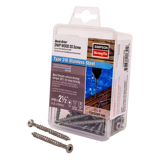 Deck-Drive Dwp Wood Ss Screw - #10 X 2-1/2 In. T25, Flat Head, Type 316 (40-Qty) (Pack Of 5)-T10250WP-R40-SP1808-2007