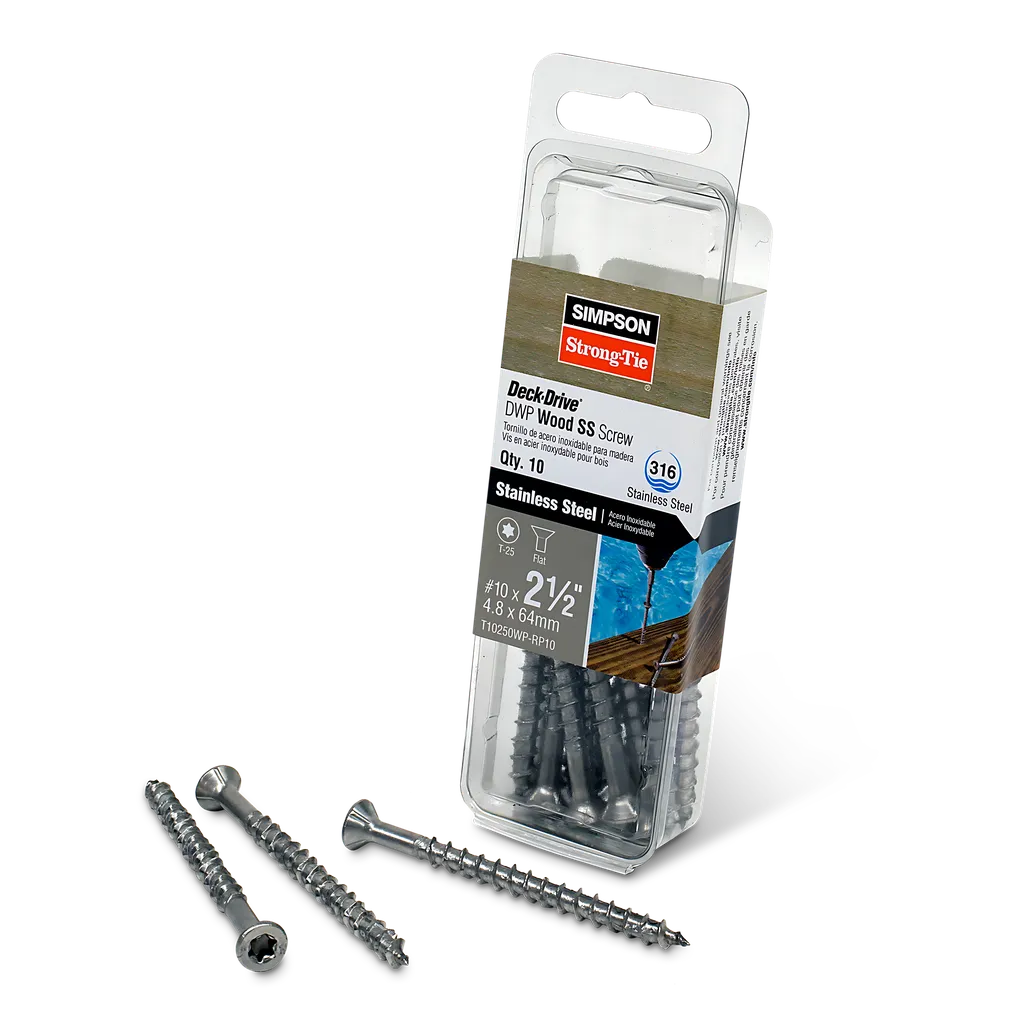 Deck-Drive Dwp Wood Ss Screw - #10 X 2-1/2 In. T25, Flat Head, Type 316 (10-Qty) (Pack Of 5)-T10250WP-RP10-SP8634-9198