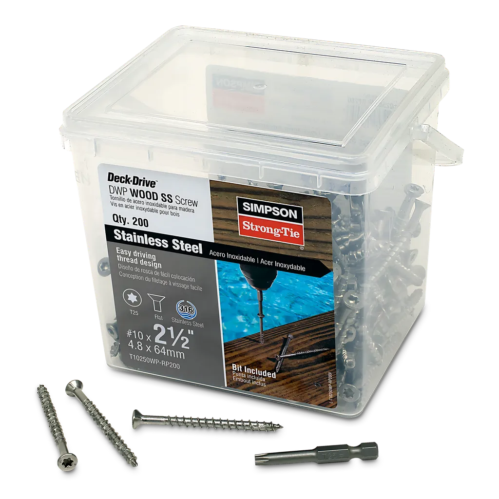 Deck-Drive Dwp Wood Ss Screw - #10 X 2-1/2 In. T25, Flat Head, Type 316 (200-Qty) (Pack Of 4)-T10250WP-RP200-SP3378-3656