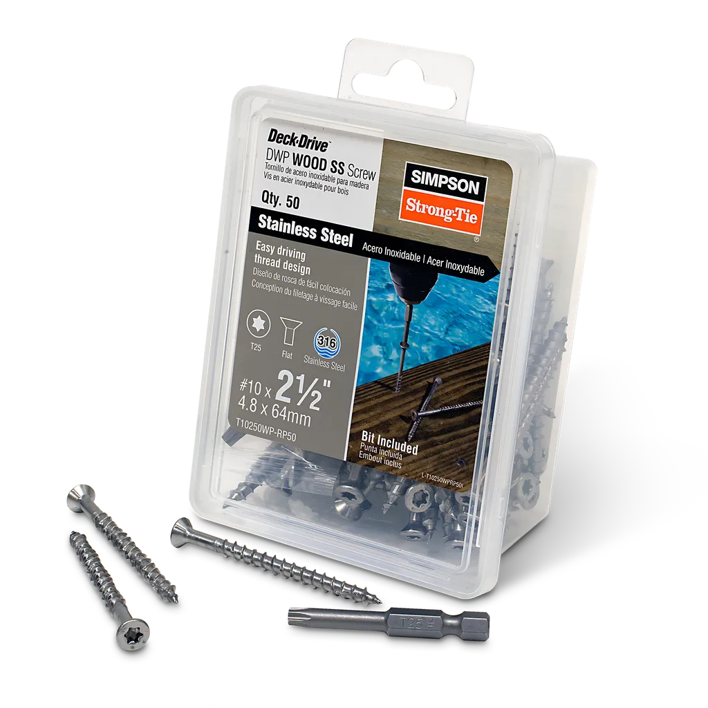 Deck-Drive Dwp Wood Ss Screw - #10 X 2-1/2 In. T25, Flat Head, Type 316 (50-Qty) (Pack Of 4)-T10250WP-RP50-SP7139-7628