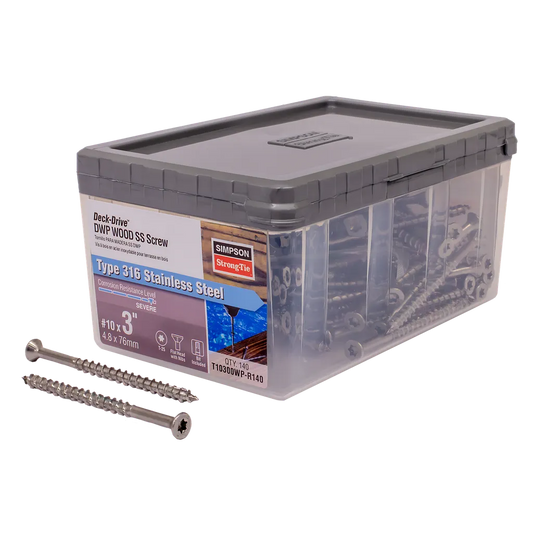 Deck-Drive Dwp Wood Ss Screw - #10 X 3 In. T25, Flat Head, Type 316 (140-Qty)-T10300WP-R140-SP840-980