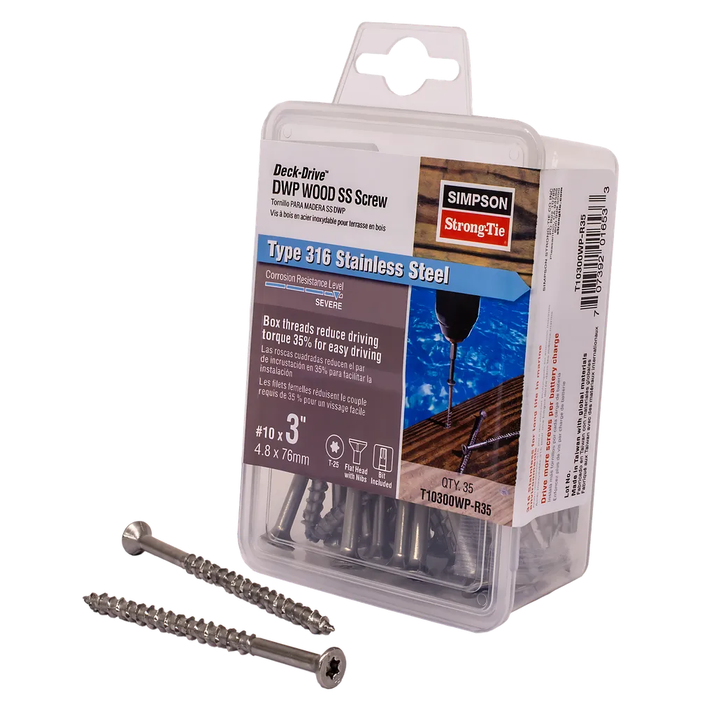 Deck-Drive Dwp Wood Ss Screw - #10 X 3 In. T25, Flat Head, Type 316 (35-Qty) (Pack Of 5)-T10300WP-R35-SP1506-1690