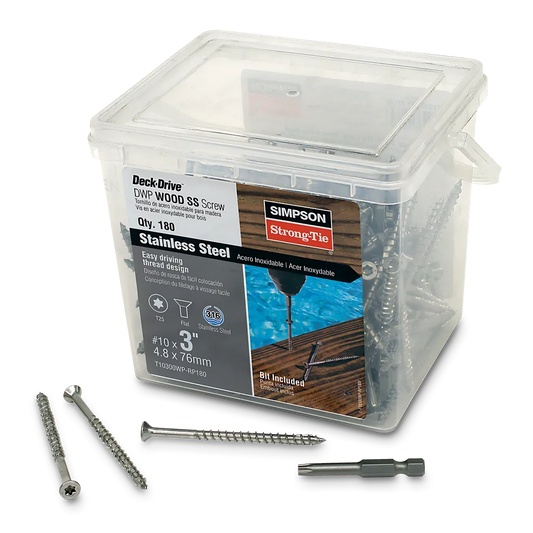Deck-Drive Dwp Wood Ss Screw - #10 X 3 In. T-25, Flat Head, Type 316 (180-Qty)-T10300WP-RP180-SP1739-1934