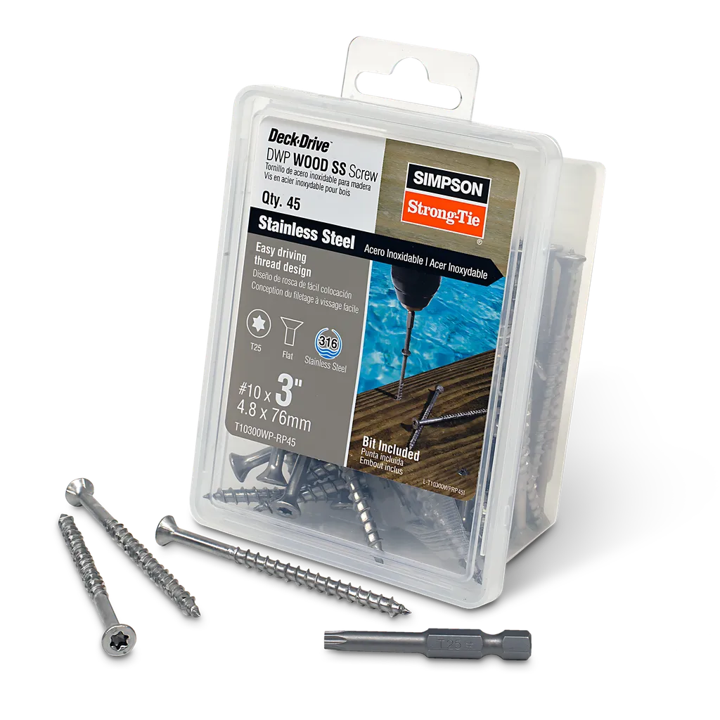 Deck-Drive Dwp Wood Ss Screw - #10 X 3 In. T-25, Flat Head, Type 316 (45-Qty) (Pack Of 4)-T10300WP-RP45-SP2308-2530