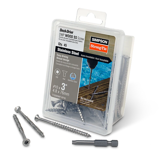 Deck-Drive Dwp Wood Ss Screw - #10 X 3 In. T-25, Flat Head, Type 316 (45-Qty) (Pack Of 4)-T10300WP-RP45-SP2308-2530